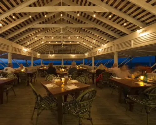 People dining at La Bougainvillea restaurant